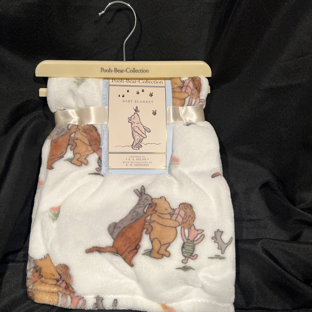 New- Soft Plush Fleece CLASSIC POOH & EYEORE FRIENDS Baby BLANKET 30x40"
